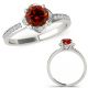 0.5 Carat Real Red Diamond Swirl Halo Petite Vintage Promise Ring 14K Gold