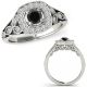 0.25 Carat Real Black Diamond Halo Vintage Cocktail Designer Bridal Ring 14K Gold