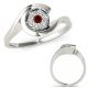 0.1 Carat Real Red Diamond 7 Seven Stone Solitaire Bezel Bridal Ring 14K Gold