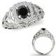 1 Carat Real Black Diamond Vintage Design Halo Engagement Promise Ring 14K Gold