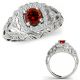 1 Carat Real Red Diamond Vintage Design Halo Engagement Promise Ring 14K Gold