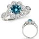 1.15 Carat Real Blue Diamond Beautiful Filigree Bezel Designer Ring 14K Gold