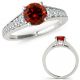 Red Real Diamond Designer Filigree Cluster Wedding Ring 14K Gold