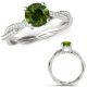 1.15 Carat Green Real Diamond Infinity Crossover By Pass Basket Prong Ring 14K Gold