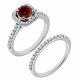 Red Diamond Square Halo Love Anniversary Ring 14K Gold