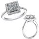 Princess Diamond Engagement Halo Ring Set