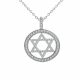 0.89 Carat Fancy Real G-H Diamond Jewish Star Pendant Necklace + Chain 14K Gold