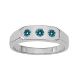 0.25 Carat Blue Diamond Designer 3 Stone Mens Man Promise Ring 14K Gold