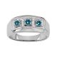 0.5 Carat Blue Diamond Classy 3 Stone Mens Man Anniversary Ring 14K Gold