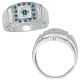 0.25 Carat Blue Diamond Designer Cluster Mens Man Wedding Ring 14K Gold