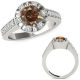 Champagne Diamond Solitaire Halo Engagement Ring Set 14K Gold