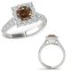 1.75 Carat Champagne Real Diamond Fancy Square Halo Promise Women Ring Set 14K Gold