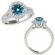 Blue Real Diamond Split Shank Lovely Halo Engagement Ring Band 14K Gold