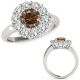 2 Carat Champagne Real Diamond Beautiful Flower Halo Design Promise Ring 14K Gold