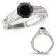 Black Real Diamond Milgraining Solitaire Bridal Ladies Ring 14K Gold