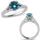 Blue Real Diamond Bridal Split Shank Solitaire Ring Band 14K Gold