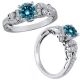 Blue Real Diamond Engagement Wedding Bridal Fancy Ring 14K Gold