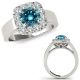 Blue Real Diamond Classy Cluster Halo Promise Ring Band 14K Gold