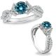 Blue-SI3-I1 Diamond Classy Crossover Solitaire Wedding Bridal Ring 14K Gold