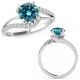 Blue-SI3-I1 Diamond By Pass Solitaire Halo Engagement Ring Band 14K Gold