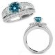 Blue G-H Real Diamond Engagement Fancy Designer Halo Ring Band 14K  Gold