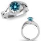 Blue Real Diamond Crossover By Pass Solitaire Ring Band 14K Gold