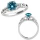 Blue Real Diamond Designer Solitaire Bridal Ring Band 14K Gold