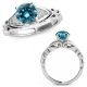 Blue Real Diamond Engagement Designer Solitaire Ring Band 14K Gold