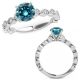 Blue Real Diamond Wedding Bubble Solitaire Bridal Ring Band 14K Gold