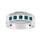 1.25 Carat Blue Square Diamond 5 Stone Mens Engagement Ring Band 14K Gold