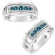 0.75 Carat Blue Diamond 5 Stone Presidential Link Mens Wedding Band 14K Gold