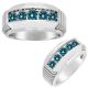 1.25 Carat Blue Diamond 5 Stone Presidential Link Mens Engagement Band 14K Gold