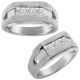 1 Carat G-H Diamond Princess 3 Stone Mens Engagement Band 14K Gold