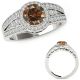 1.5 Carat Champagne Real Diamond Beautiful Channel Halo Anniversary Ring 14K Gold