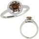 Champagne Real Diamond Classy Round Halo Anniversary Ring 14K Gold