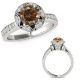 1.5 Carat Champagne Real Diamond Fancy Basket Halo Engagement Wedding Ring 14K Gold