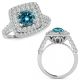 Blue Diamond Anniversary Designer Double Halo Ring 14K Gold