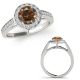 Champagne Real Diamond Classy Round Fancy Solitaire Halo Promise Ring 14K Gold