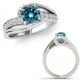 Blue-SI3-I1 Diamond By Pass Solitaire Halo Anniversary Fancy Ring 14K Gold