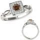 0.5 Carat Champagne Real Diamond Square Halo Engagement Fancy Bridal Ring 14K Gold