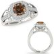 1.25 Carat Champagne Real Diamond Cushion Halo Engagement Bridal Band Ring 14K Gold