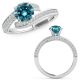 Blue-SI3-I1 Diamond Filigree By Pass Solitaire Halo Anniversary Ring 14K Gold