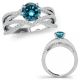 Blue Real Diamond Bridal Crossover Infinity Solitaire Ring 14K Gold