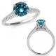 Blue Real Diamond Wedding Fancy Solitaire Bridal Promise Ring 14K Gold