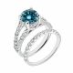 Blue Diamond Split Shank Fine Engagement Ring Set 14K Gold