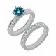 Blue Diamond Engagement Bridal Ring Band Set 14K Gold